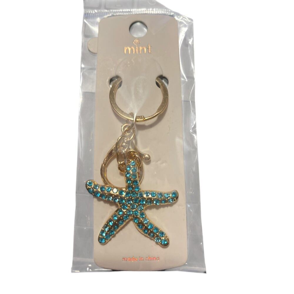 MINT SPARKLE STARFISH KEYCHAIN
